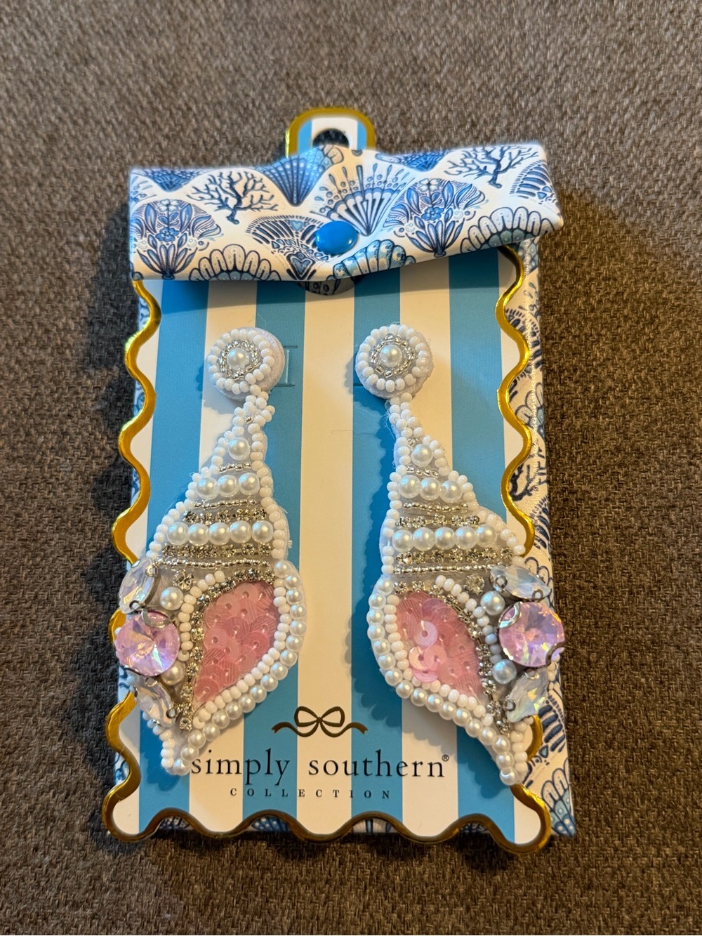 Simply Southern Pink Pearl & Sequin Drop Earrings